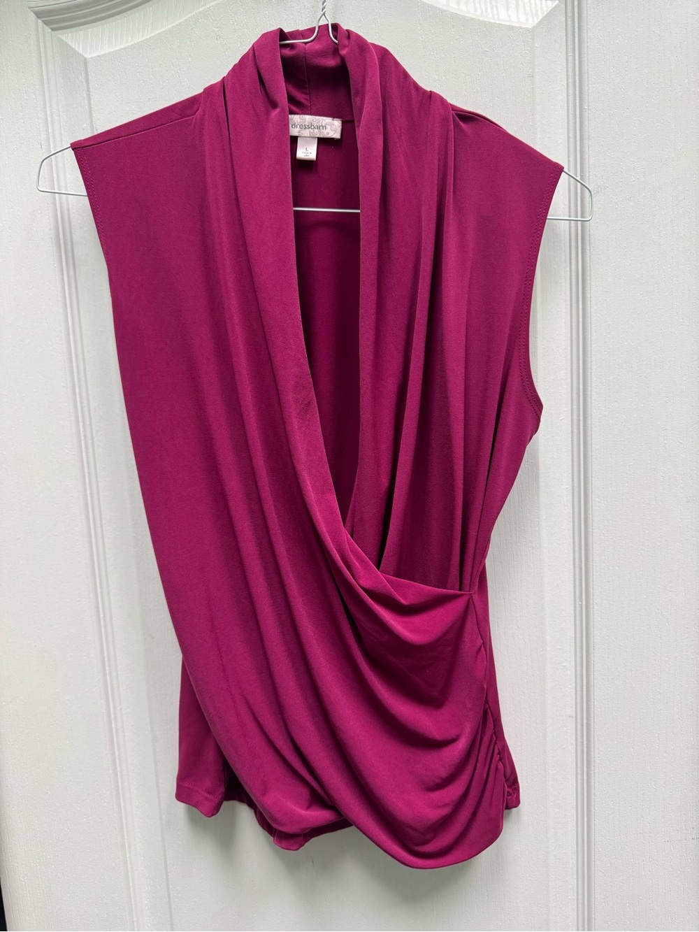 Dress Barn Sleeveless Draped Surplice Top - Berry - Large